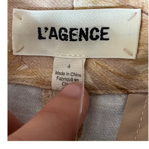 L'Agence shorts Vittoria palm leaf print pleated linen size 4 - Picture 4 of 4